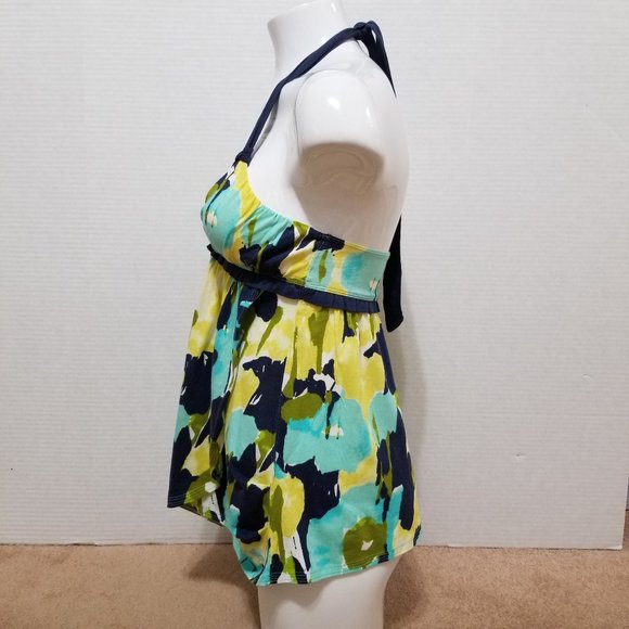Abercrombie & Fitch top Small colorful abstract floral print sleeveless halter - Picture 2 of 13